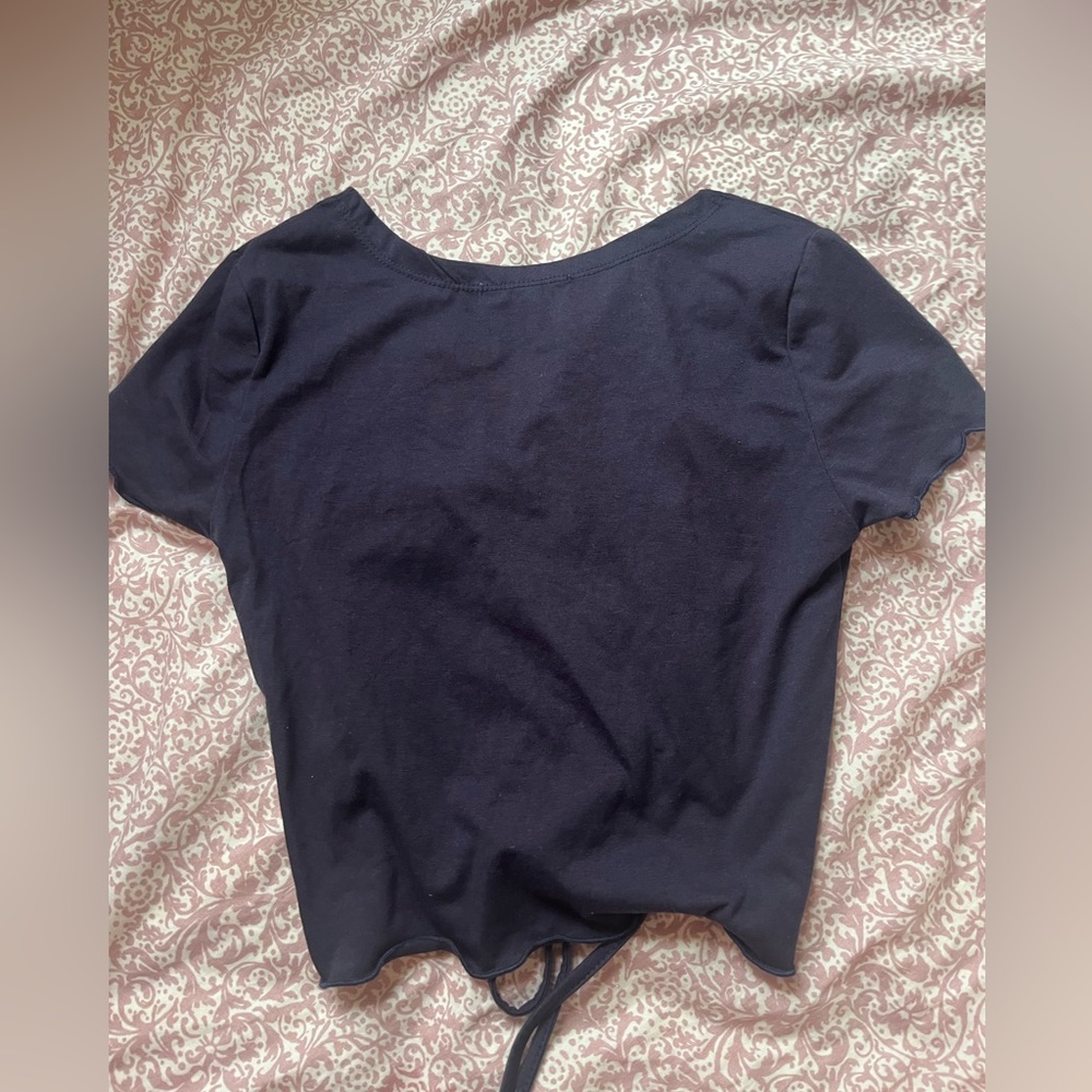 Shein dark navy blue cinched crop top - Picture 2 of 2